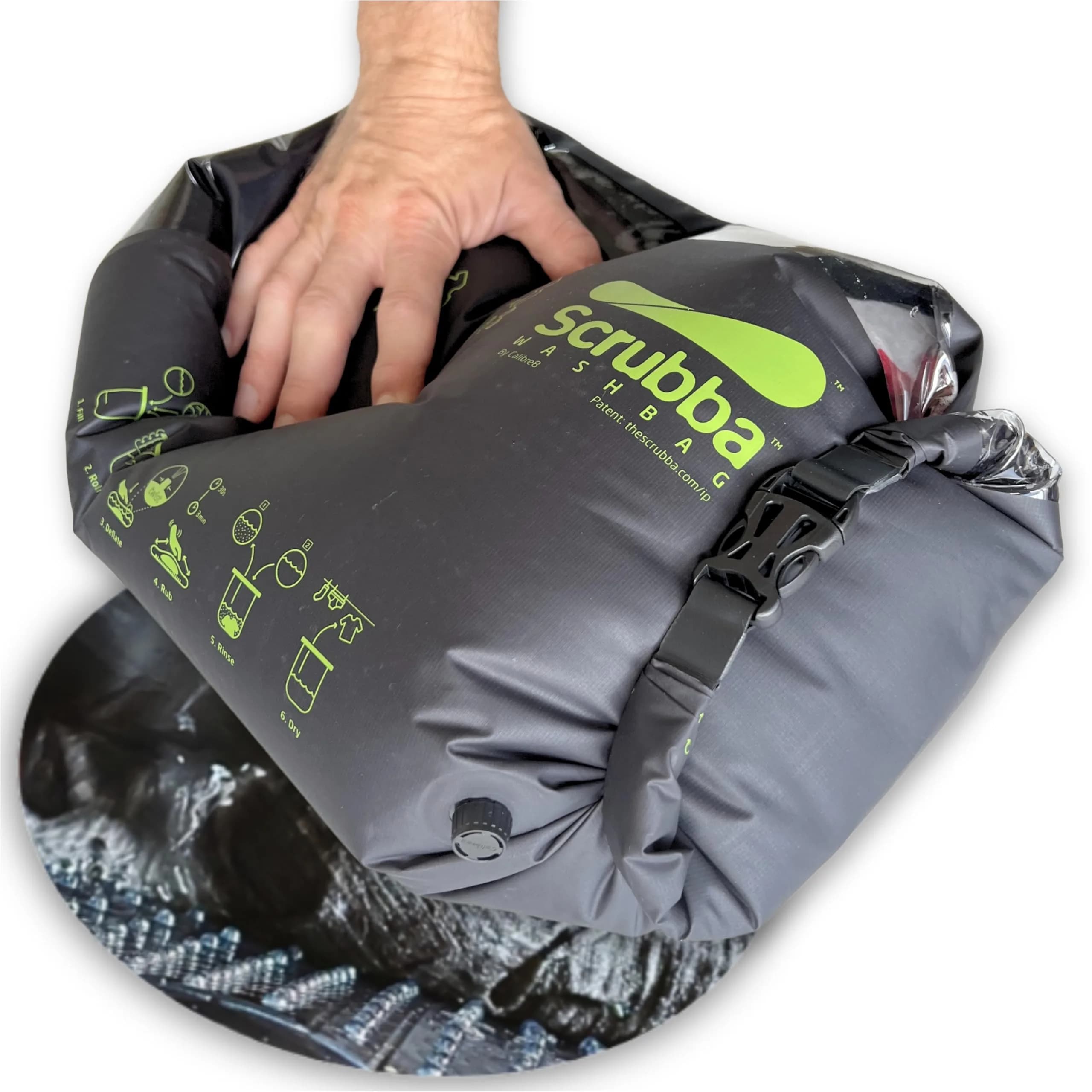 Scrubba Wash Bag Patented Washboard-in-a-Bag™ 5 oz Travel Clothes Washer | Ultra-Portable Travel Laundry Solution