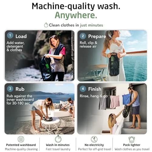 Scrubba Wash Bag Patented Washboard-in-a-Bag™ 5 oz Travel Clothes Washer | Ultra-Portable Travel Laundry Solution thumbnail 4