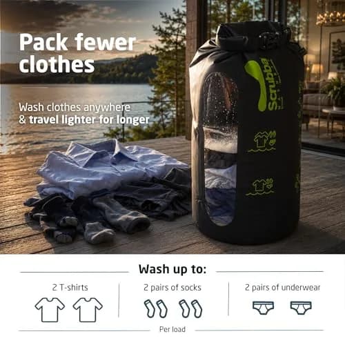Scrubba Wash Bag Patented Washboard-in-a-Bag™ 5 oz Travel Clothes Washer | Ultra-Portable Travel Laundry Solution thumbnail 6