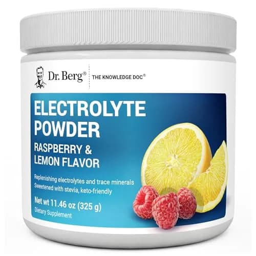 Dr. Berg Nutritionals Raspberry Lemon Keto Electrolyte Powder 330g (11.6 Oz) | 1000mg Potassium, Zero Sugar thumbnail 1