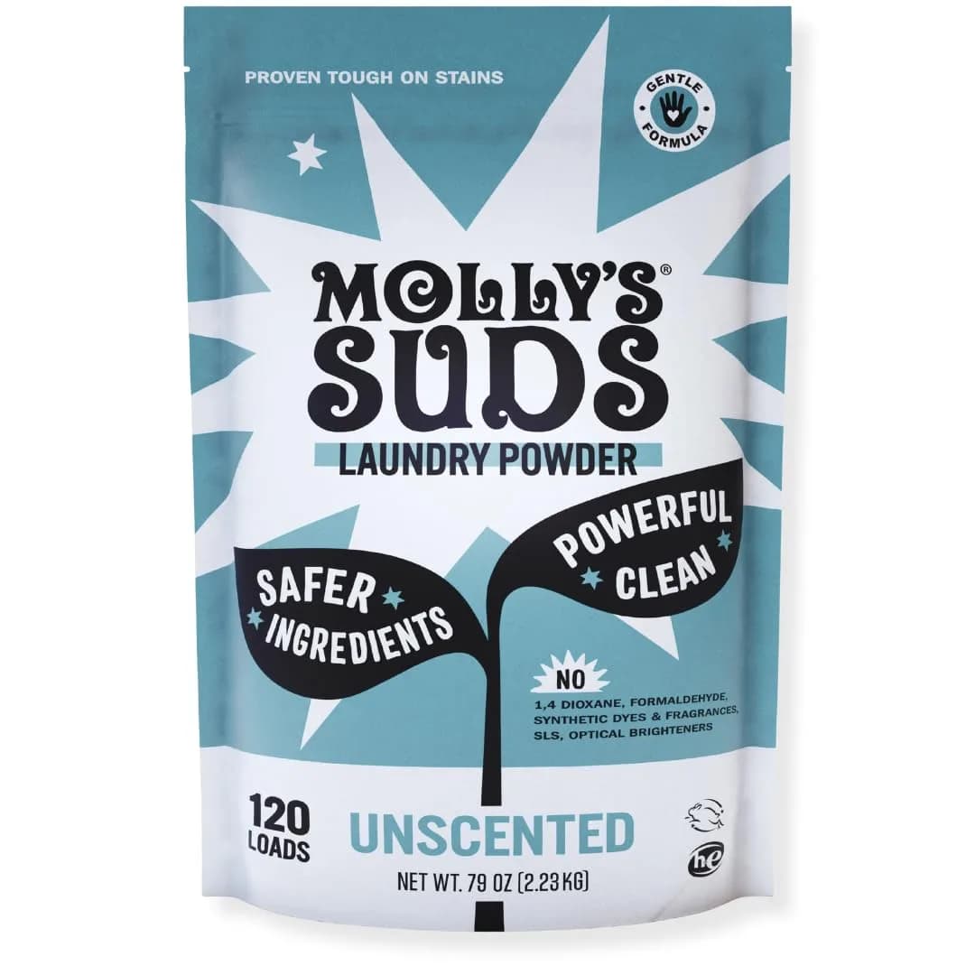 Molly's Suds Original Laundry Detergent Powder, 120 Loads (Lotus & Peony) | Sensitive Skin Formula — Unscented / 120 Load