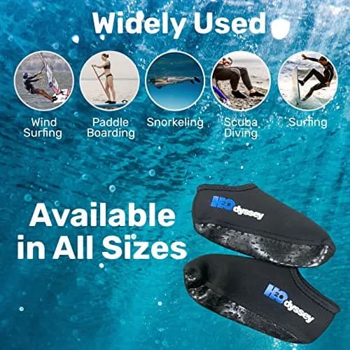 H2ODYSSEY 2mm Neoprene Fin Socks – Anti‑Blister Water Socks for Swimming & Diving (Ankle, Black, Medium) thumbnail 3