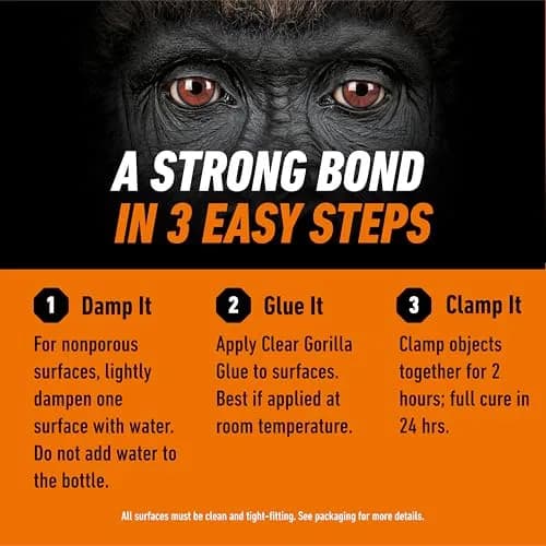 Gorilla Clear Glue, All Purpose, 1.75 oz Bottle | Crystal Clear, Water Resistant Bond thumbnail 6