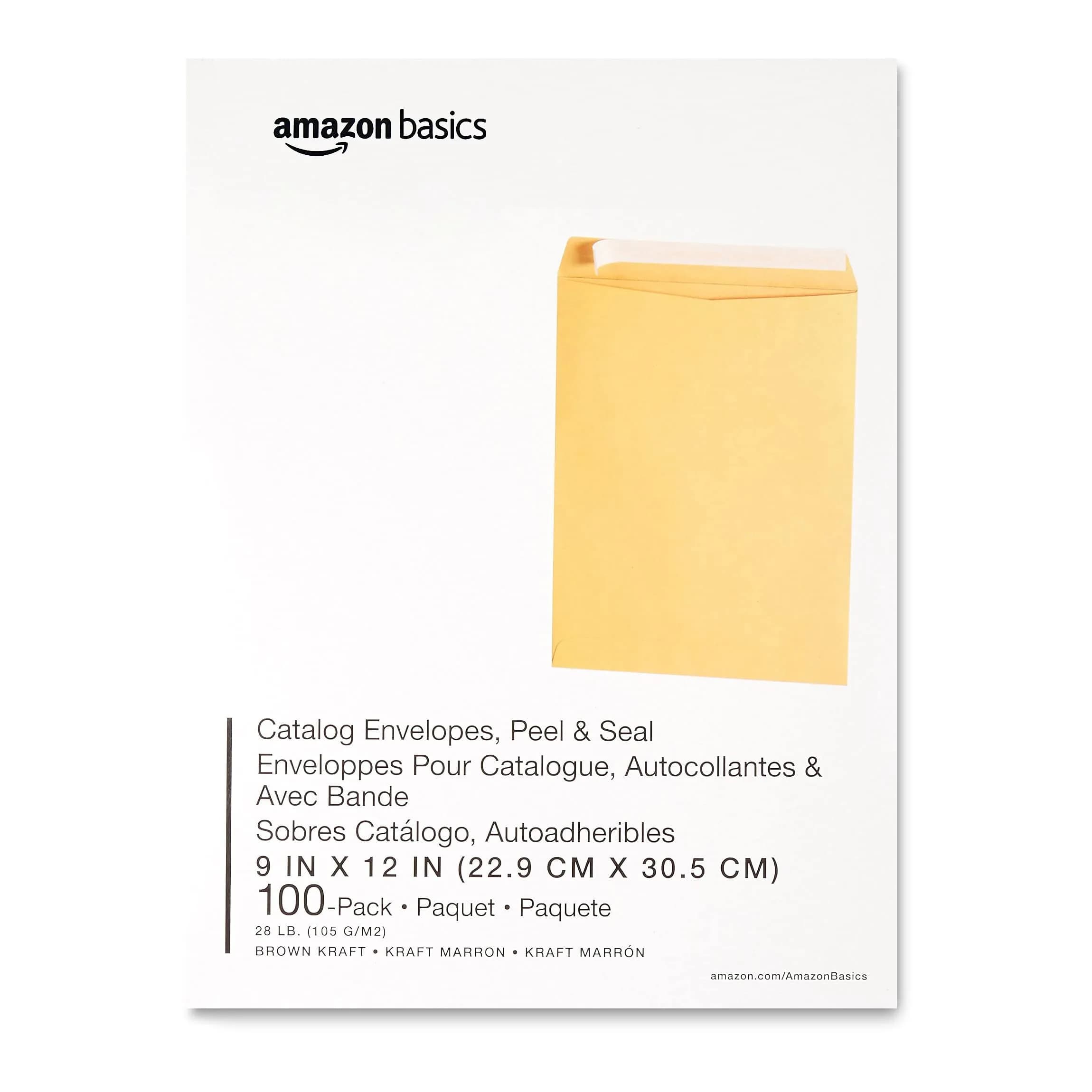 Amazon Basics Catalog Mailing Envelopes 9" x 12" Brown Kraft 100-Pack | Peel and Seal Closure - view 6