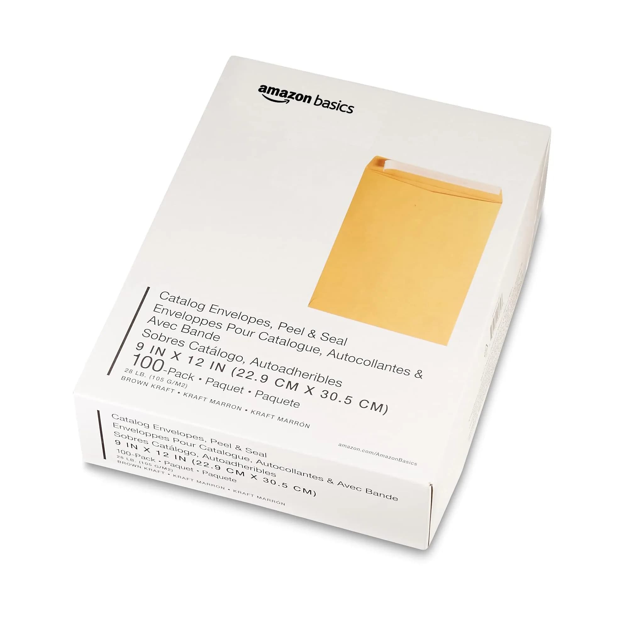 Amazon Basics Catalog Mailing Envelopes 9" x 12" Brown Kraft 100-Pack | Peel and Seal Closure - view 7
