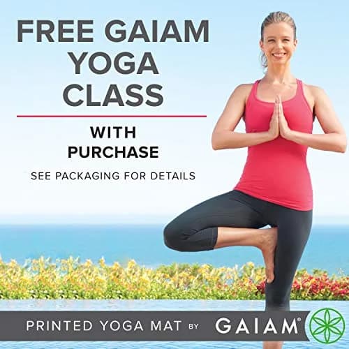 Gaiam Reversible Yoga Mat, 6mm Thick Print Mat (Inner Peace) | Non-Slip, Cushioned, Reversible thumbnail 5