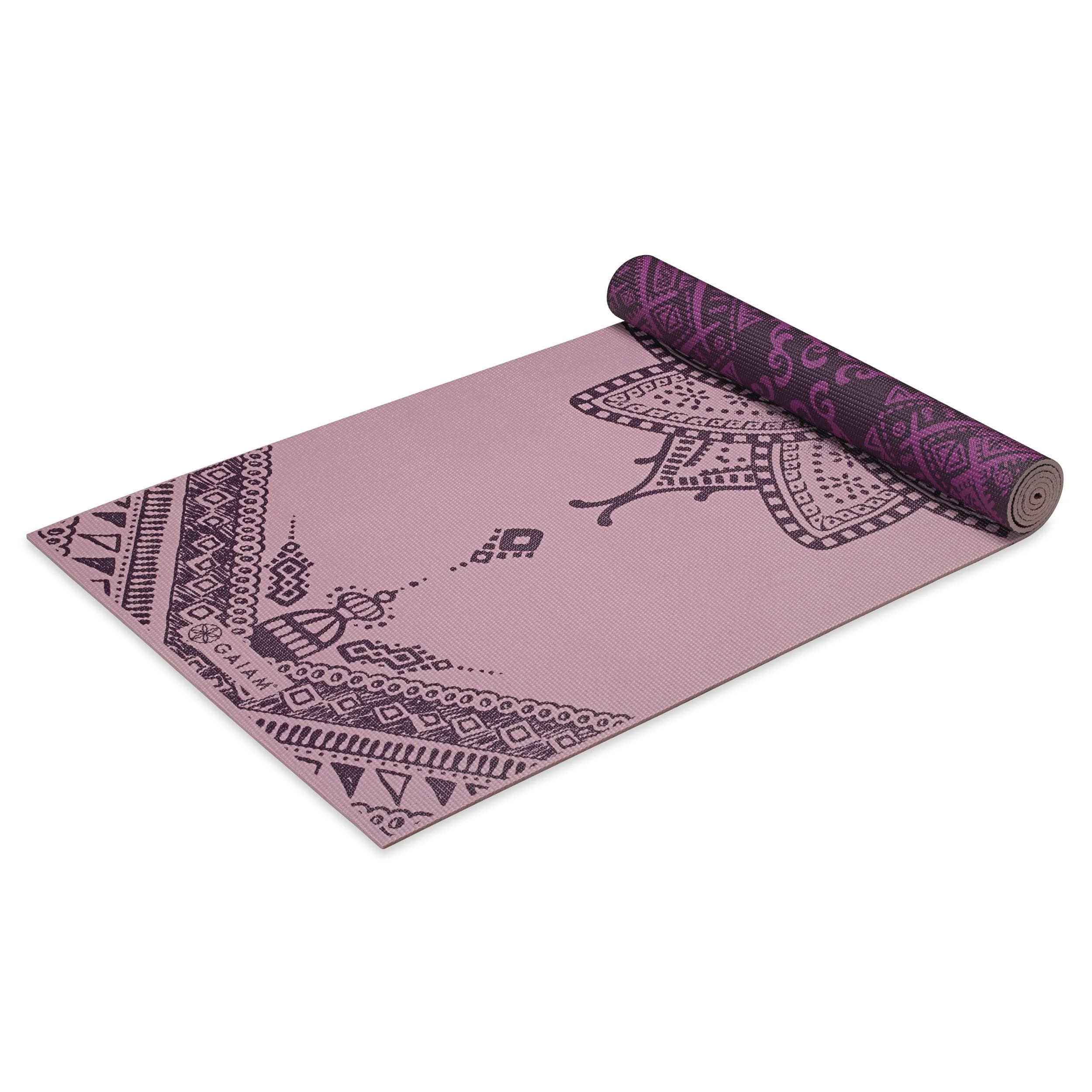 Gaiam Reversible Yoga Mat, 6mm Thick Print Mat (Inner Peace) | Non-Slip, Cushioned, Reversible — Inner Peace Lotus