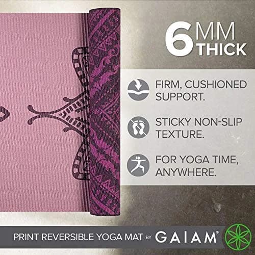 Gaiam Reversible Yoga Mat, 6mm Thick Print Mat (Inner Peace) | Non-Slip, Cushioned, Reversible thumbnail 3