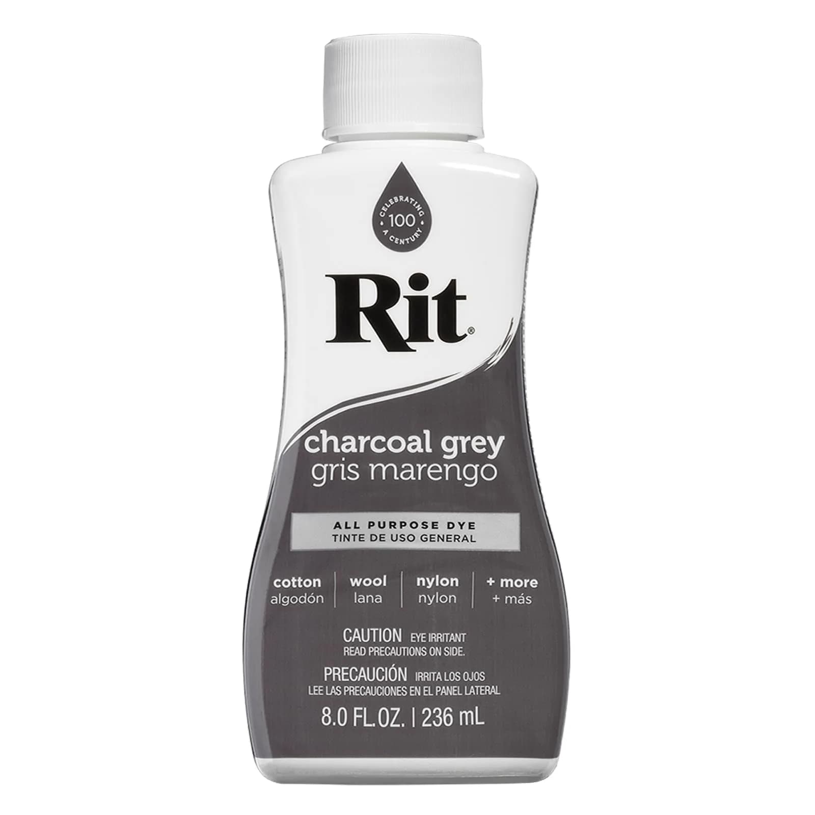 Rit Liquid Fabric Dye - Charcoal Grey (8 Fl Oz) for Cotton, Linen, Silk, Wool, Rayon, Nylon - main product image
