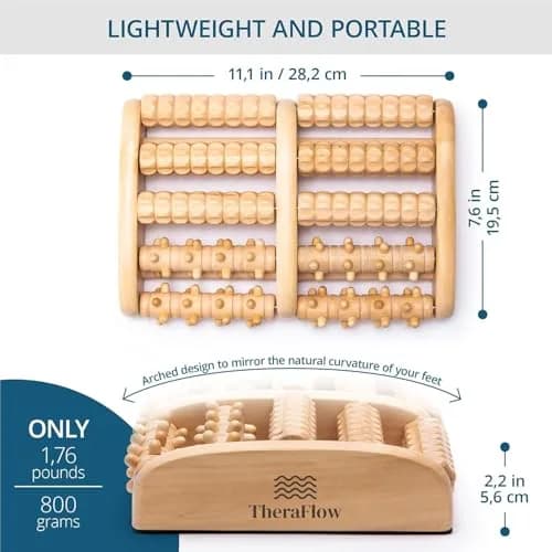 TheraFlow Wooden Foot Massager Roller with Reflexology Nubs | Deep Tissue & Plantar Fasciitis Relief thumbnail 5