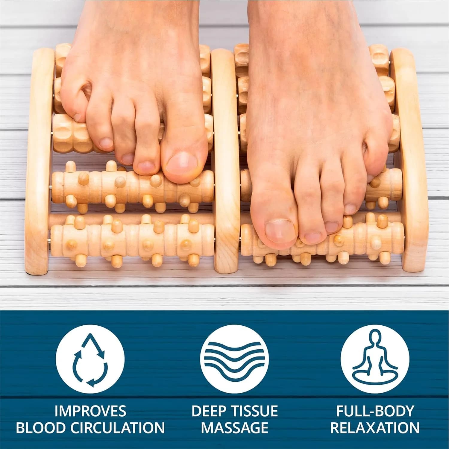 TheraFlow Wooden Foot Massager Roller with Reflexology Nubs | Deep Tissue & Plantar Fasciitis Relief - view 2