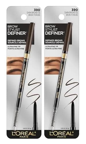 L'Oreal Paris Brow Stylist Definer Waterproof Eyebrow Pencil, Brunette | Ultra-Fine Tip for Natural Brows — Dark Brunette / MULTIPACK