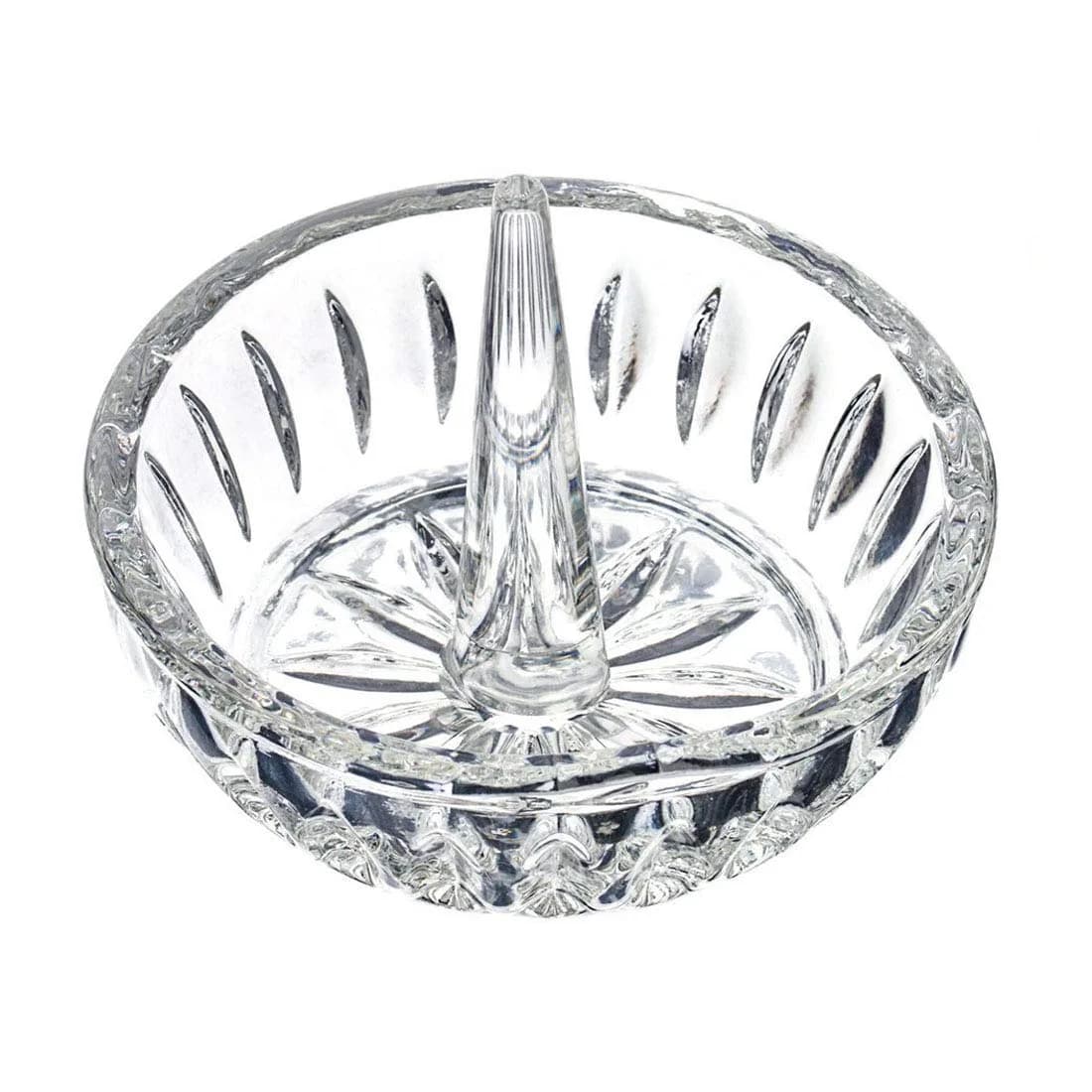 H&D HYALINE & DORA Crystal Ring Holder Dish 8 cm (3.1") | Elegant Clear Round Jewelry Organizer for Vanity
