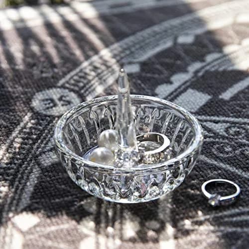 H&D HYALINE & DORA Crystal Ring Holder Dish 8 cm (3.1") | Elegant Clear Round Jewelry Organizer for Vanity thumbnail 4