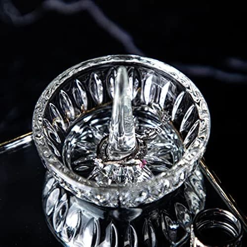 H&D HYALINE & DORA Crystal Ring Holder Dish 8 cm (3.1") | Elegant Clear Round Jewelry Organizer for Vanity thumbnail 6