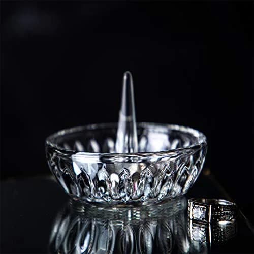 H&D HYALINE & DORA Crystal Ring Holder Dish 8 cm (3.1") | Elegant Clear Round Jewelry Organizer for Vanity thumbnail 9