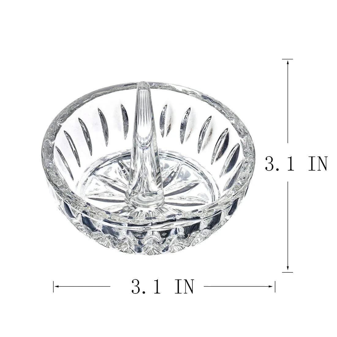 H&D HYALINE & DORA Crystal Ring Holder Dish 8 cm (3.1") | Elegant Clear Round Jewelry Organizer for Vanity - view 3