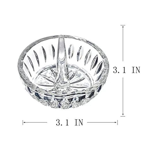 H&D HYALINE & DORA Crystal Ring Holder Dish 8 cm (3.1") | Elegant Clear Round Jewelry Organizer for Vanity thumbnail 3