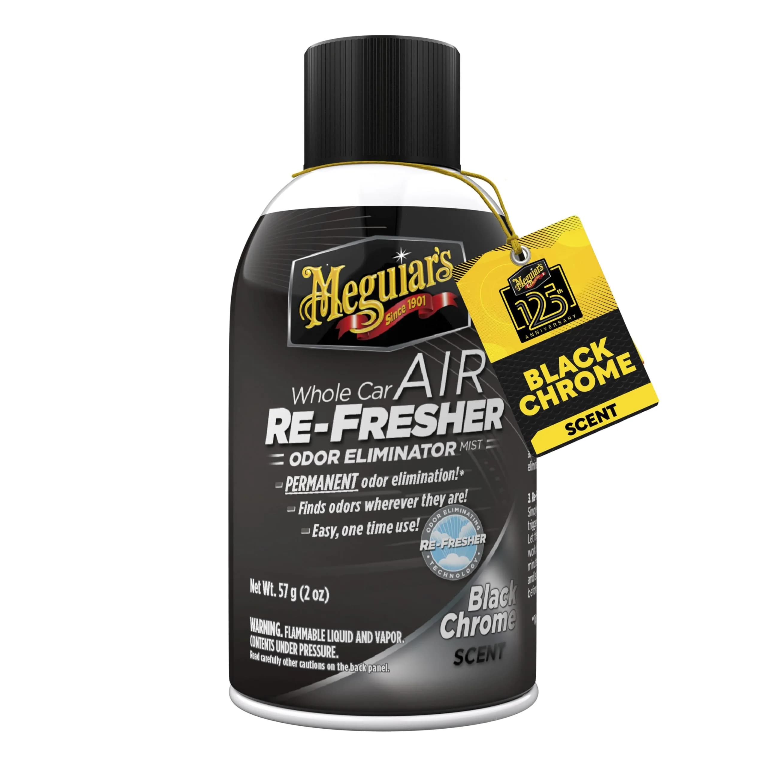 Meguiar's Whole Car Air Refresher Odor Eliminator Mist 2 Fl Oz (59 ml) | Eliminates Odors, Black Chrome Scent