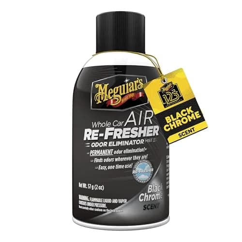 Meguiar's Whole Car Air Refresher Odor Eliminator Mist 2 Fl Oz (59 ml) | Eliminates Odors, Black Chrome Scent thumbnail 1