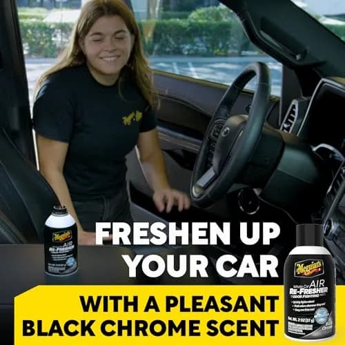 Meguiar's Whole Car Air Refresher Odor Eliminator Mist 2 Fl Oz (59 ml) | Eliminates Odors, Black Chrome Scent thumbnail 2