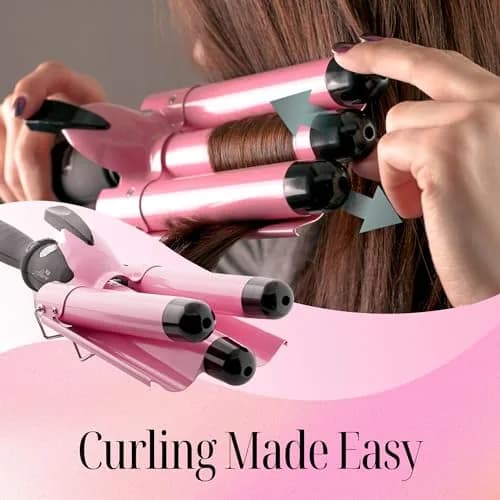 Alure Three Barrel Curling Iron Wand Hair Waver 1 Inch Ceramic Tourmaline Dual Voltage thumbnail 4