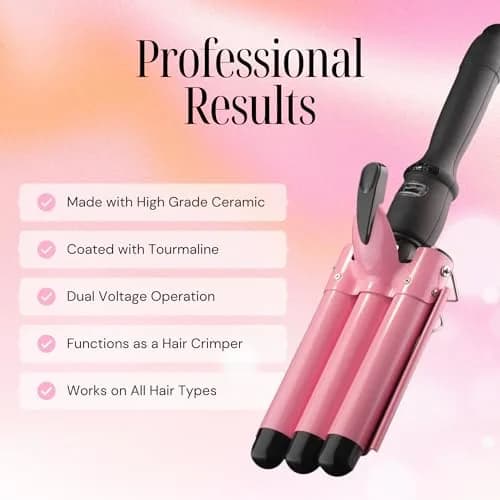 Alure Three Barrel Curling Iron Wand Hair Waver 1 Inch Ceramic Tourmaline Dual Voltage thumbnail 3