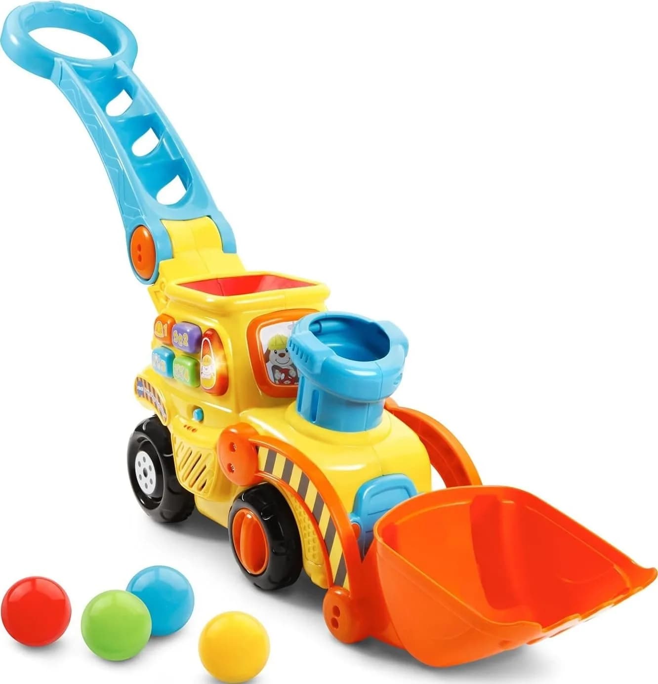 VTech Pop-a-Balls Push and Pop Bulldozer, Red | Interactive Motor Skills Toy for Kids 1-6 — Yellow