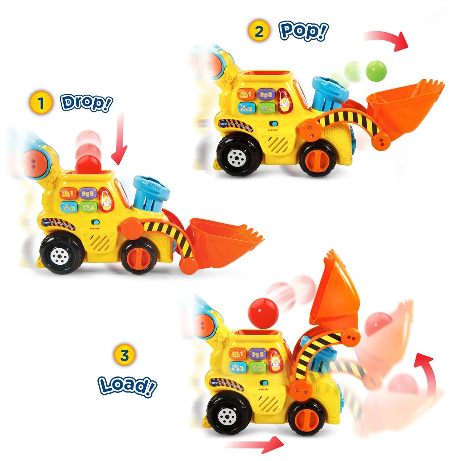 VTech Push & Pop Bulldozer | Motor Skills & Color Learning Toy for Toddlers thumbnail 3