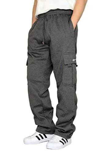 DREAM USA Heavyweight Fleece Cargo Sweatpants, Charcoal, 5X-Large | Heavy Duty Baggy Style for Big & Tall Men thumbnail 1