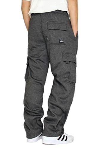 DREAM USA Heavyweight Fleece Cargo Sweatpants, Charcoal, 5X-Large | Heavy Duty Baggy Style for Big & Tall Men thumbnail 2