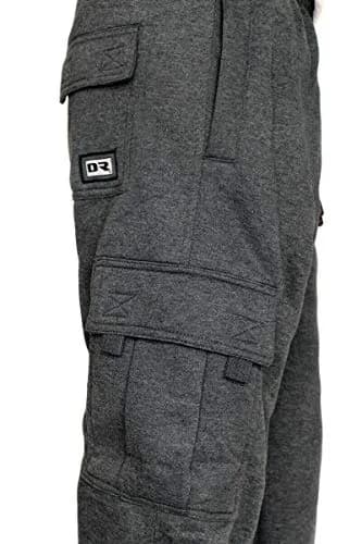DREAM USA Heavyweight Fleece Cargo Sweatpants, Charcoal, 5X-Large | Heavy Duty Baggy Style for Big & Tall Men thumbnail 3