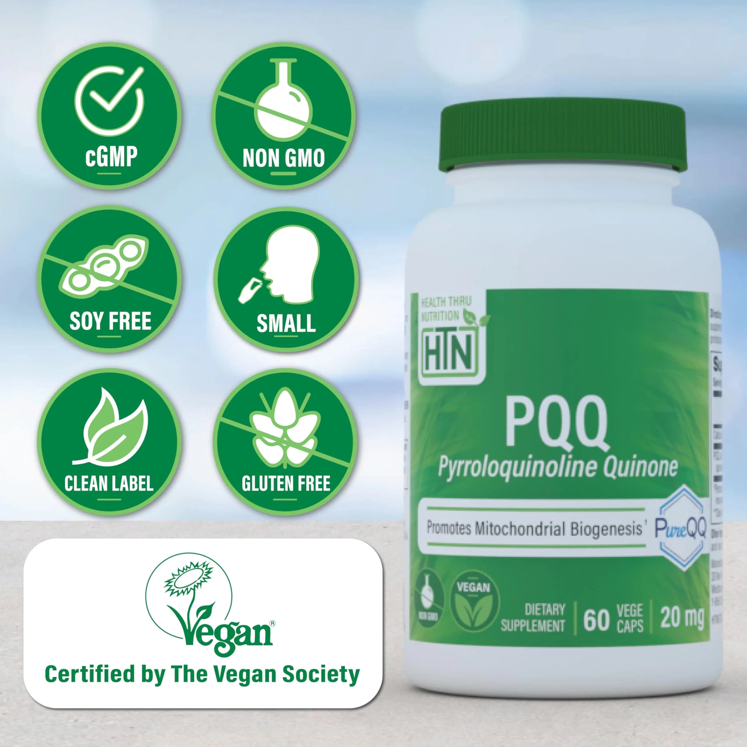 Health Thru Nutrition PQQ 20mg Pyrroloquinoline Quinone 60 Capsules | Supports Mitochondrial Biogenesis & Cellular Energy - view 3