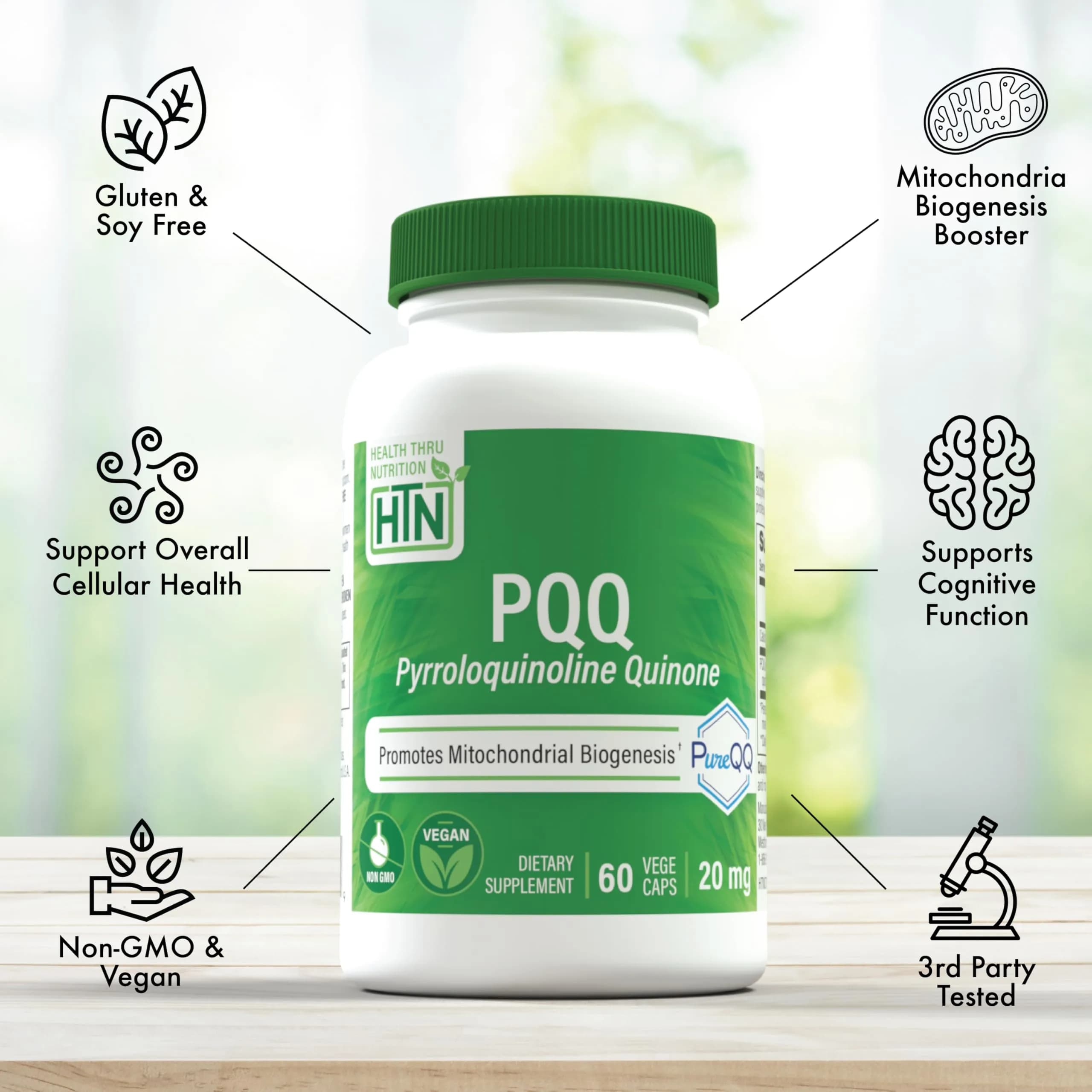 Health Thru Nutrition PQQ 20mg Pyrroloquinoline Quinone 60 Capsules | Supports Mitochondrial Biogenesis & Cellular Energy - view 4