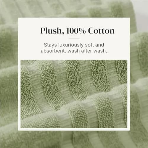 Modern Threads 6 Piece Cotton Bath Towel Set – Reversible Diamond Pattern, 550 GSM, Sage Green thumbnail 5