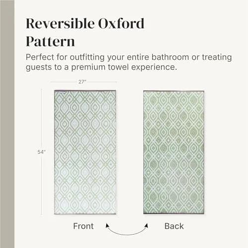 Modern Threads 6 Piece Cotton Bath Towel Set – Reversible Diamond Pattern, 550 GSM, Sage Green thumbnail 6