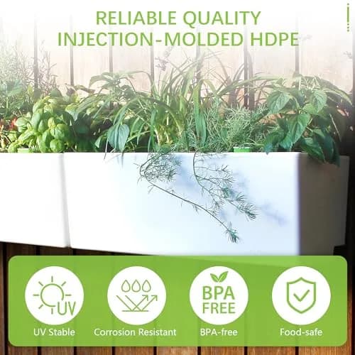 Glowpear Self Watering Planter Box - 23.6" | Scalable Wall Mount, Indoor Outdoor, White, UV Stable, BPA-Free, Modular thumbnail 4