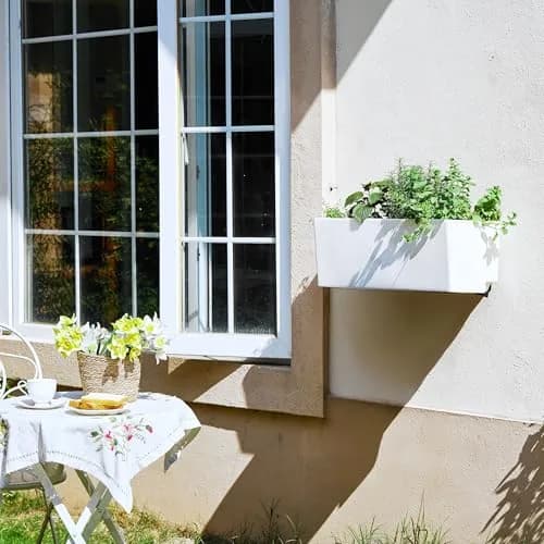 Glowpear Self Watering Planter Box - 23.6" | Scalable Wall Mount, Indoor Outdoor, White, UV Stable, BPA-Free, Modular thumbnail 2
