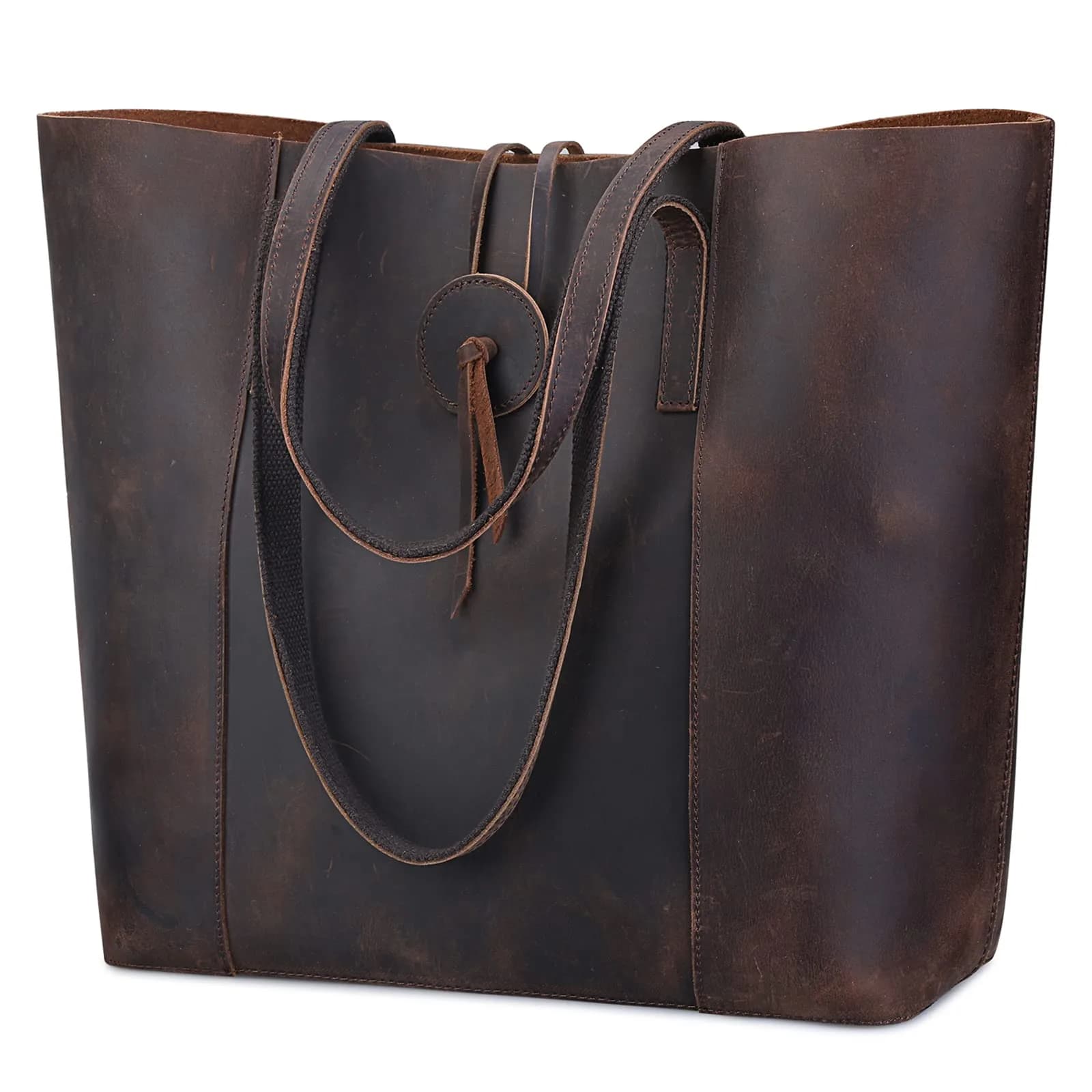 S-ZONE Vintage Crazy Horse Leather Tote Bag for Women Large Shoulder Purse | Retro & Durable