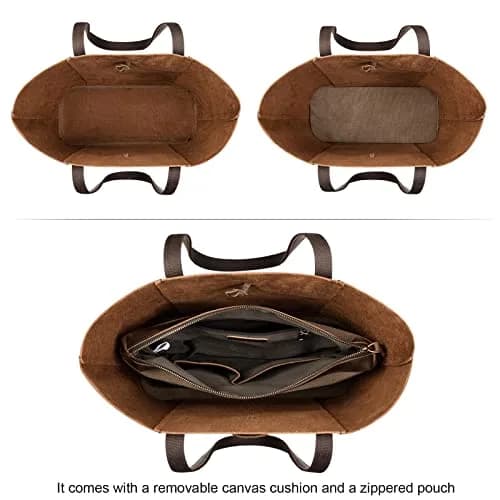 S-ZONE Vintage Crazy Horse Leather Tote Bag for Women Large Shoulder Purse | Retro & Durable thumbnail 5