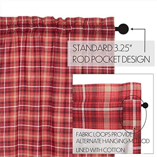 VHC Brands Rustic Red Plaid Braxton Scalloped Curtain for Kitchen & Dining Room Valance 16x60 | Americana Rustic Style thumbnail 5