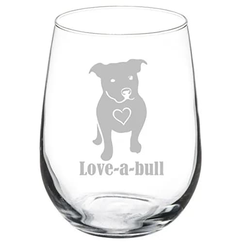 MIP Wine Glass Goblet Love-a-bull Pitbull Love 17 oz | Reusable Glassware for Love & Celebration