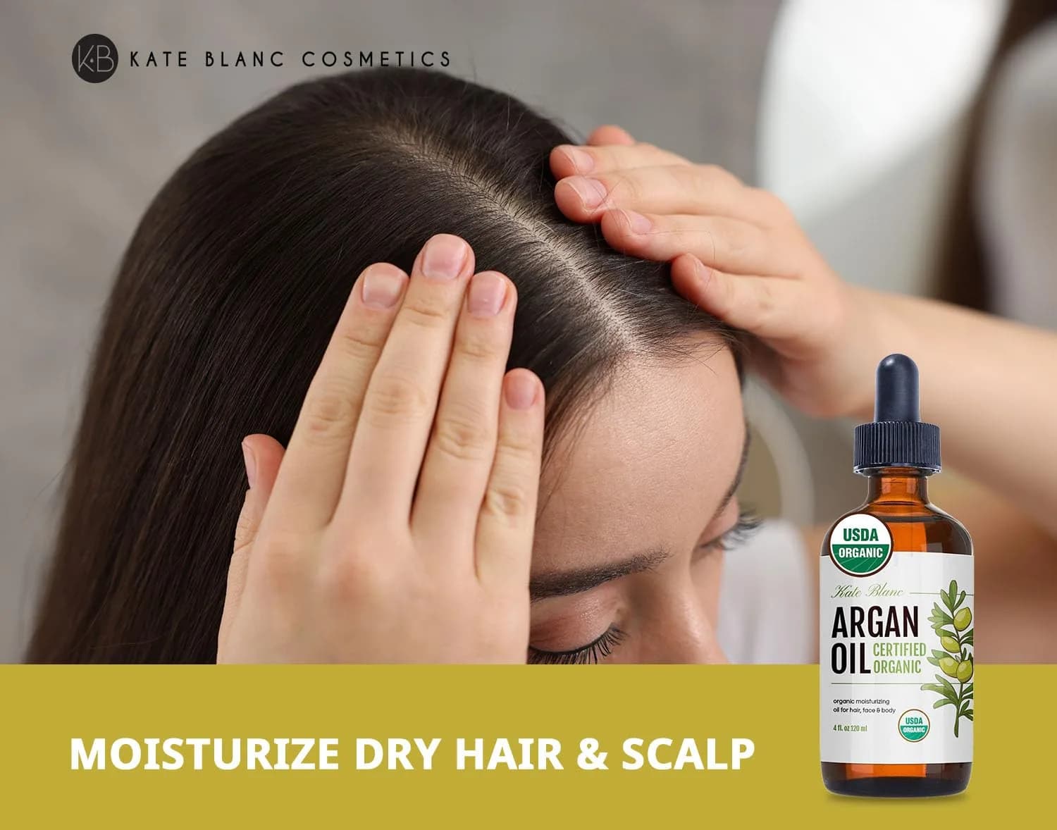 Kate Blanc Cosmetics USDA Certified Organic Argan Oil for Hair, Face & Skin 120ml (4 Fl Oz) | Pure Cold-Pressed Moroccan Oil for Growth & Shine - view 5