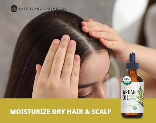 Kate Blanc Cosmetics USDA Certified Organic Argan Oil for Hair, Face & Skin 120ml (4 Fl Oz) | Pure Cold-Pressed Moroccan Oil for Growth & Shine thumbnail 5