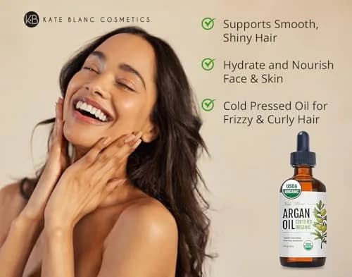 Kate Blanc Cosmetics USDA Certified Organic Argan Oil for Hair, Face & Skin 120ml (4 Fl Oz) | Pure Cold-Pressed Moroccan Oil for Growth & Shine thumbnail 2