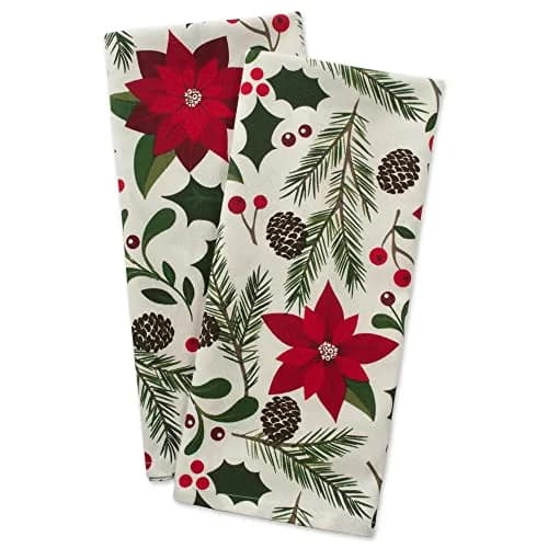 DII Christmas Kitchen Towel Set, Floral Tea Towels for Baking, Cleaning, Entertainment & Cooking, 18x28, Woodland Holiday, 2 Piece thumbnail 2