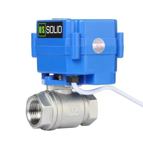 U.S. Solid Motorized Ball Valve 1/2" (15mm) NSF Certified 304SS Full Port, 9-24V AC/DC Auto Return thumbnail 6