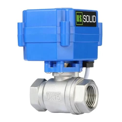 U.S. Solid Motorized Ball Valve 1/2" (15mm) NSF Certified 304SS Full Port, 9-24V AC/DC Auto Return thumbnail 8