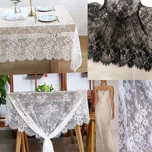 Zthread Floral Embroidered Lace Fabric 59" W | Perfect for Wedding & Home Decor thumbnail 5