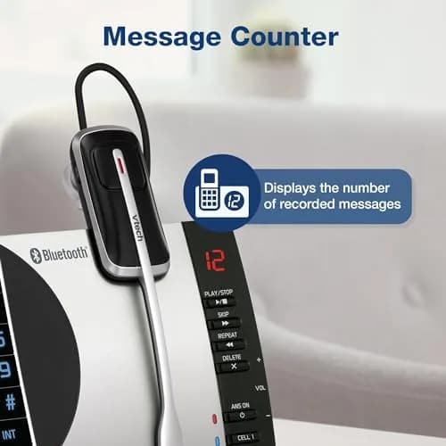 VTech DS6771-3 Connect to Cell Cordless Phone System with Answering Machine & Bluetooth Headset | 2 Handsets + 1 Headset thumbnail 7